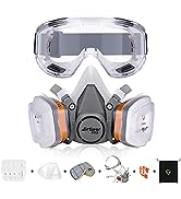 AirGearPro G-500 Reusable Respirator Mask with A1P2 Filters and Safety Goggles | Anti-Gas, Anti-D...