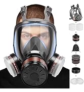 Full Face Gas Mask - Reusable Respirator Gas Masks Survival Nuclear and Chemical with P-A-1&40mm ...