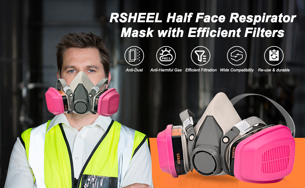 half face respirator mask with filters